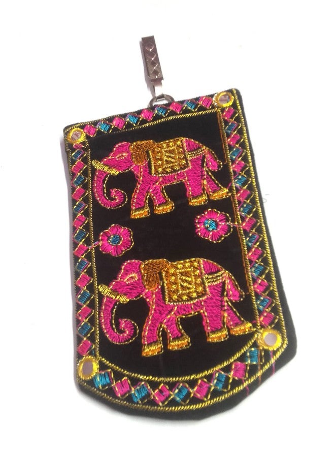 SUMERA WARQ Embroidered Mobile Pouch for Women Multicolor Designer Ethnic Rajasthani Handmade Phone Cover/Case with Sling and Waist Clip by SAS It Up (Black Red PIick) - Image 4